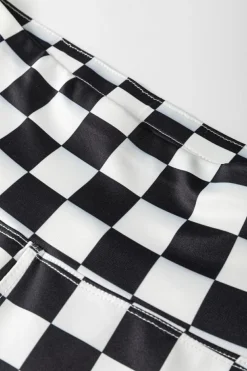 Online Dear-Lover Checkered Pattern High Waist Skinny Leggings Black