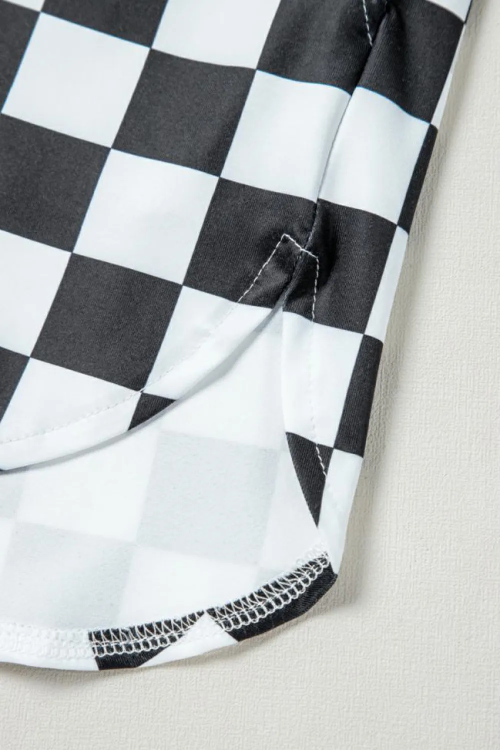 Discount Dear-Lover Checkered Print High Waist Casual Shorts Black