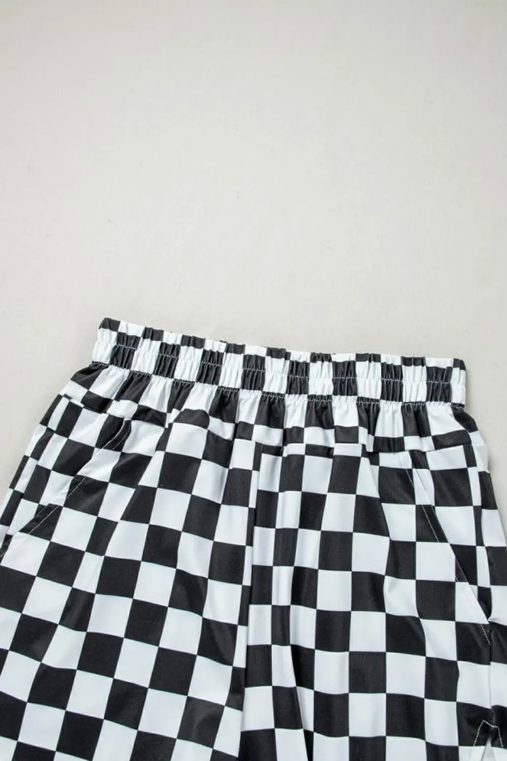 Discount Dear-Lover Checkered Print High Waist Casual Shorts Black