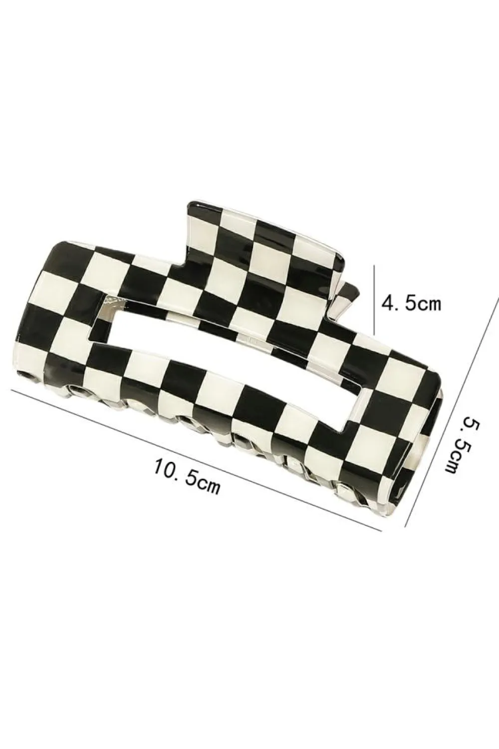 New Dear-Lover Checkered Print Hollow Out Hair Clip Black