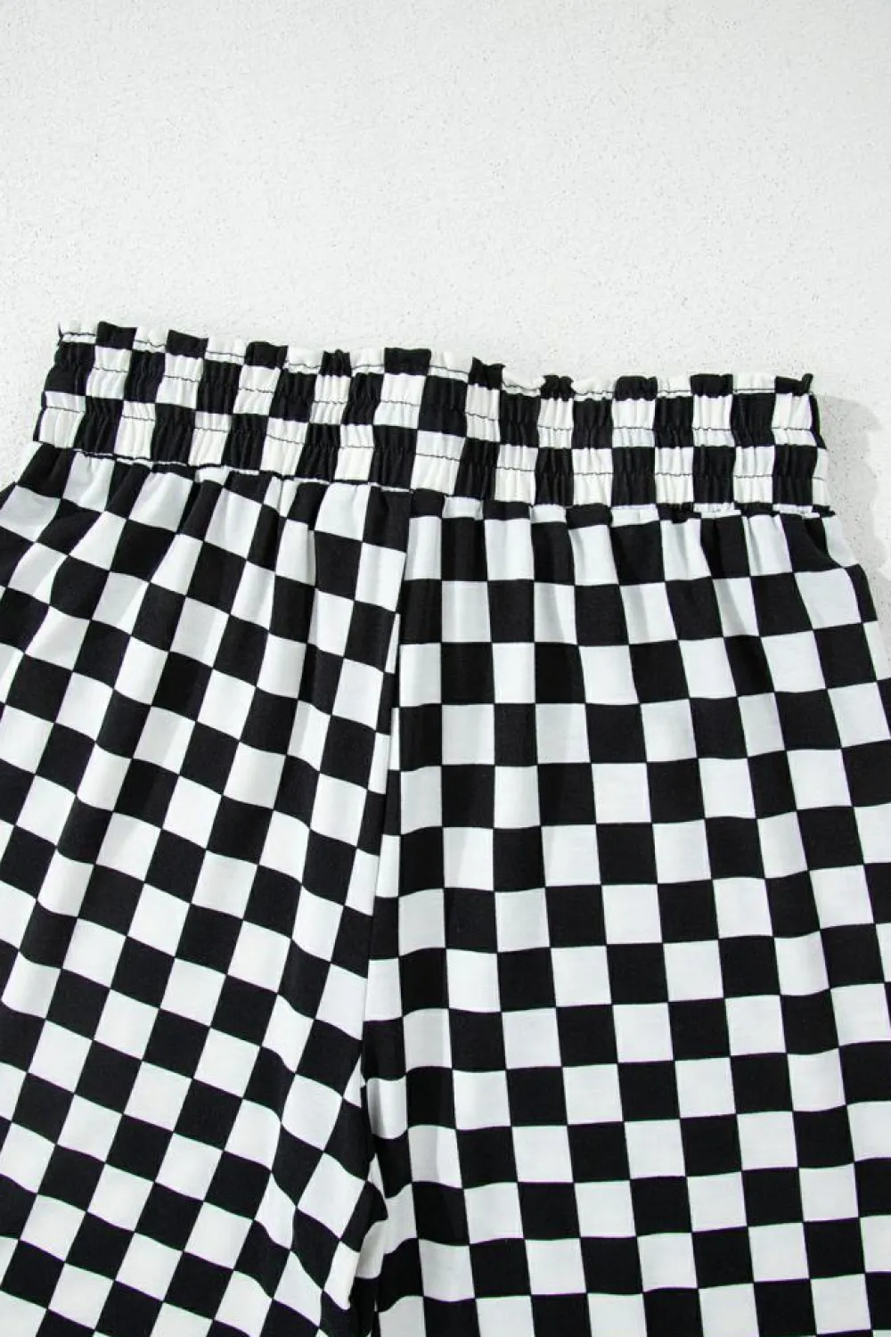 Hot Dear-Lover Checkered Print Long Sleeve Top and Pants Lounge Set Black