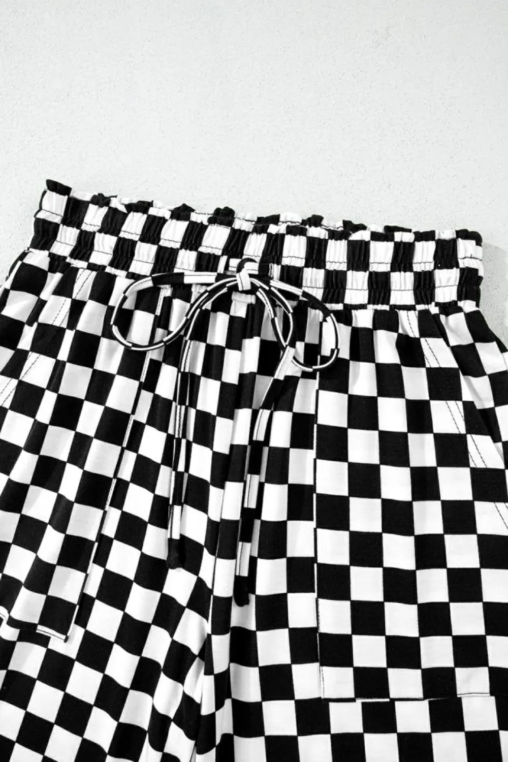 Hot Dear-Lover Checkered Print Long Sleeve Top and Pants Lounge Set Black