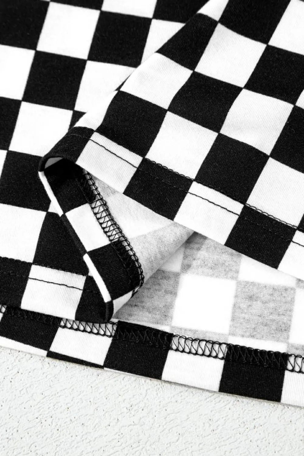 Hot Dear-Lover Checkered Print Long Sleeve Top and Pants Lounge Set Black