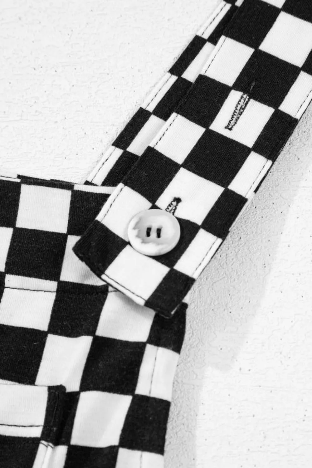 Sale Dear-Lover Checkered Print Pocketed Wide Leg Jumpsuit Black