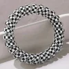 Online Dear-Lover Checkered Print Telephone Cord Spiral Hair Tie Black