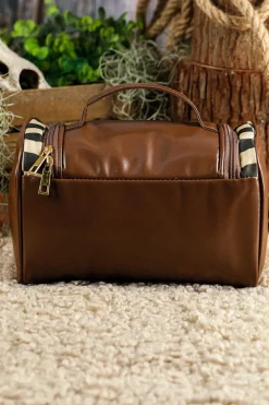 Online Dear-Lover Checkered PU Leather Zipper Makeup Bag Black