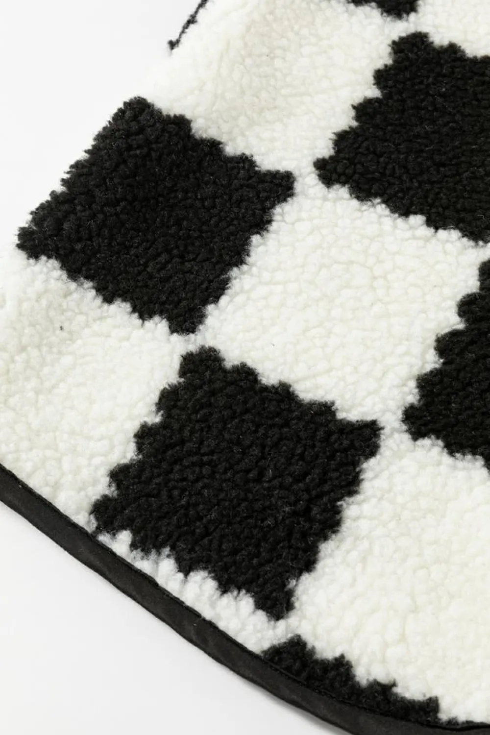 Sale Dear-Lover Checkered Sherpa Collared Jacket Vest Black