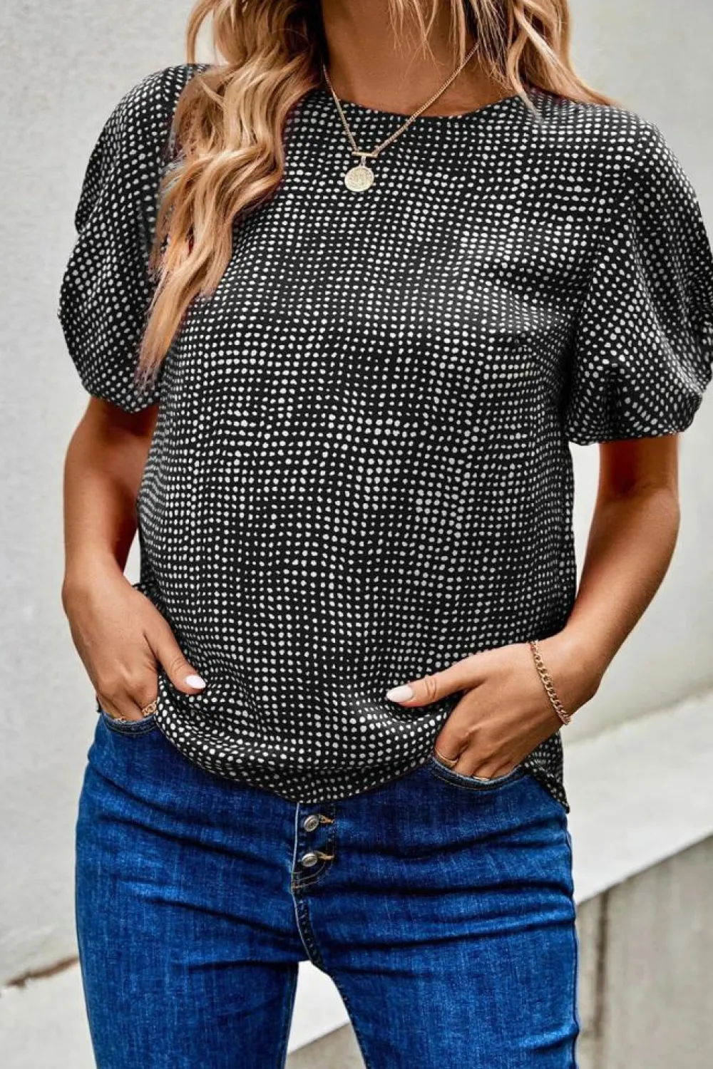 Discount Dear-Lover Cheetah Short Puff Sleeve Blouse Black