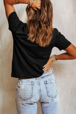 Outlet Dear-Lover Christmas Big Bowknot Graphic Crewneck T Shirt Black