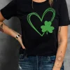 Clearance Dear-Lover Clover Heart Shaped Graphic Tee Black