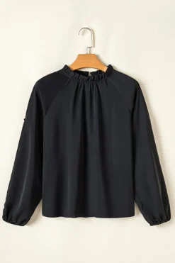 Outlet Dear-Lover Cold Shoulder Bishop Sleeve Blouse Black