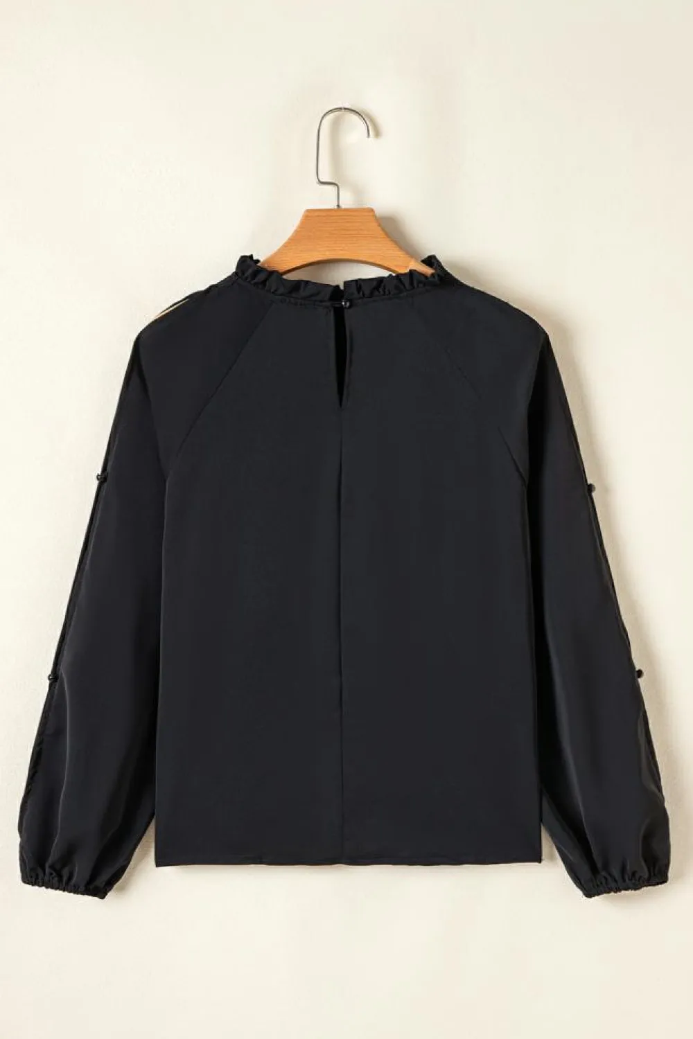 Outlet Dear-Lover Cold Shoulder Bishop Sleeve Blouse Black