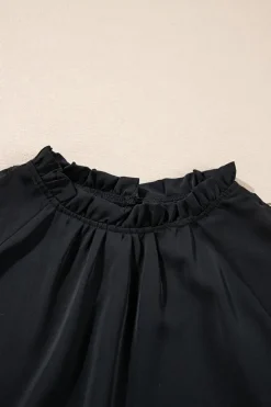 Outlet Dear-Lover Cold Shoulder Bishop Sleeve Blouse Black
