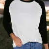 Discount Dear-Lover Color Block Raglan Sleeve Pullover Top Black