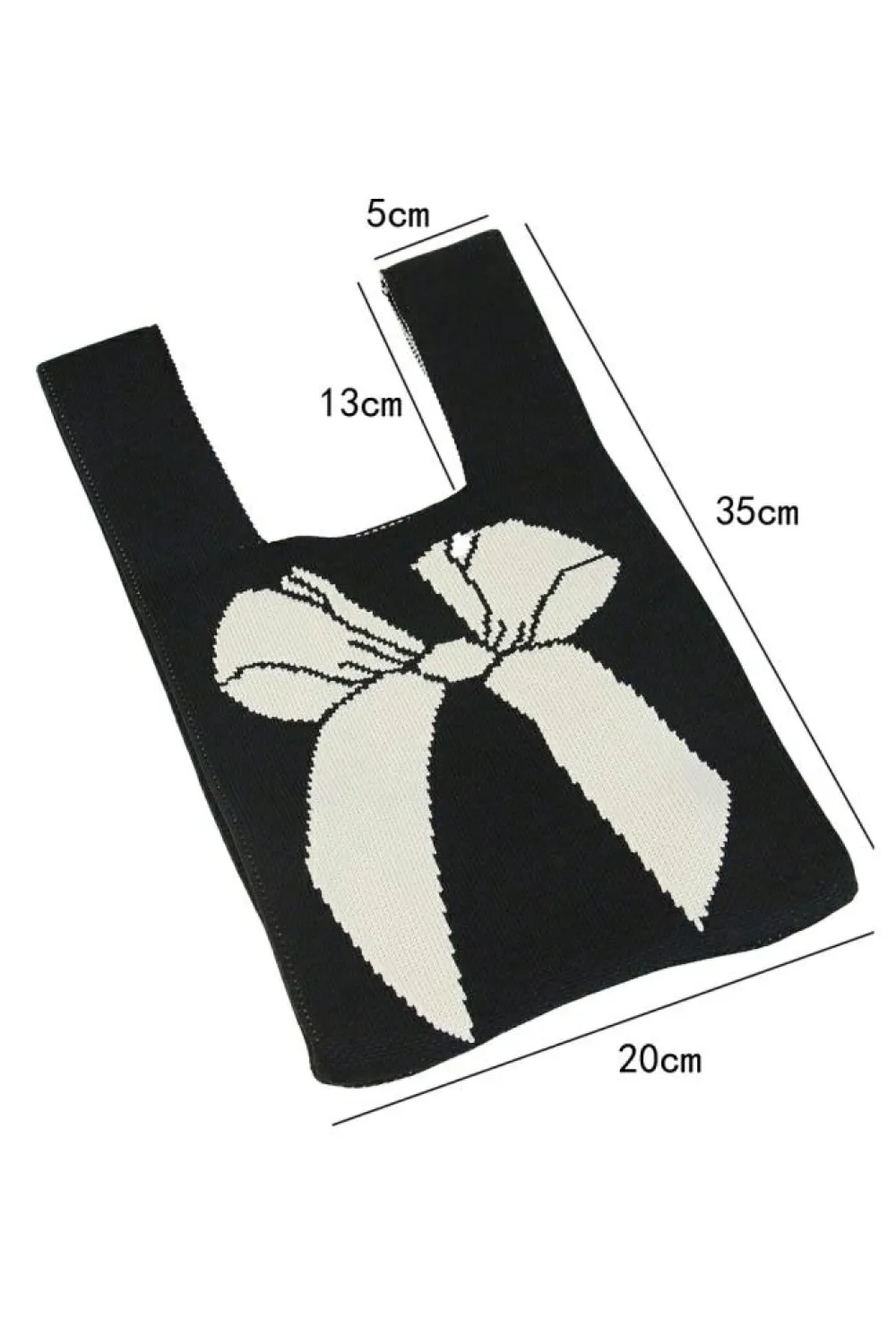Online Dear-Lover Colorblock Bowknot Pattern Knitted Hand Bag Black