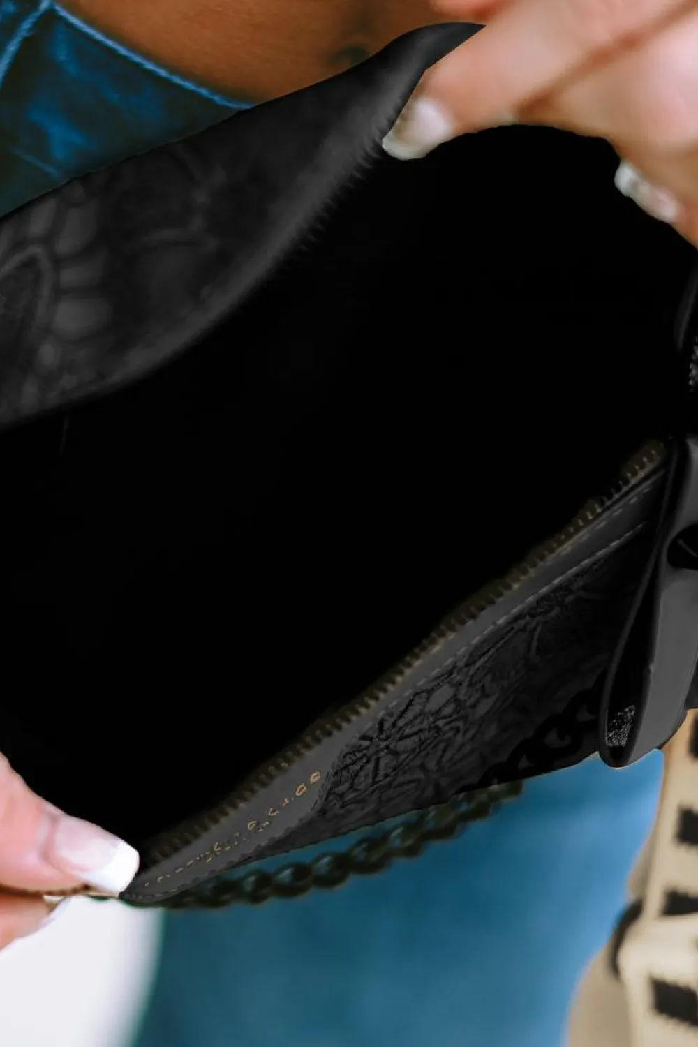 Discount Dear-Lover Colorblock Strap Chain Shoulder Bag With Coin Purse Black