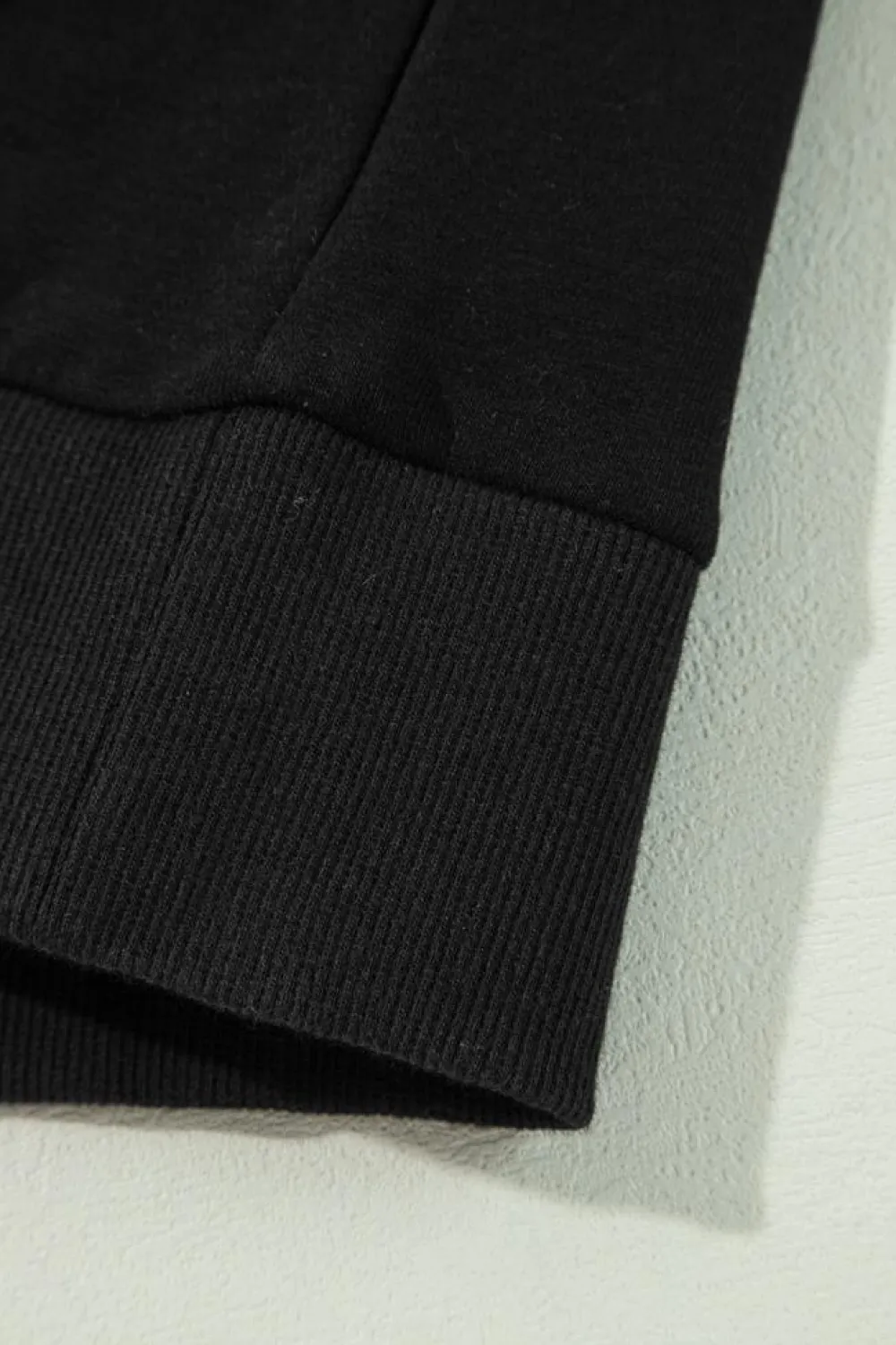 Hot Dear-Lover Contrast Rainbow Trim Drop Shoulder Pullover Sweatshirt Black