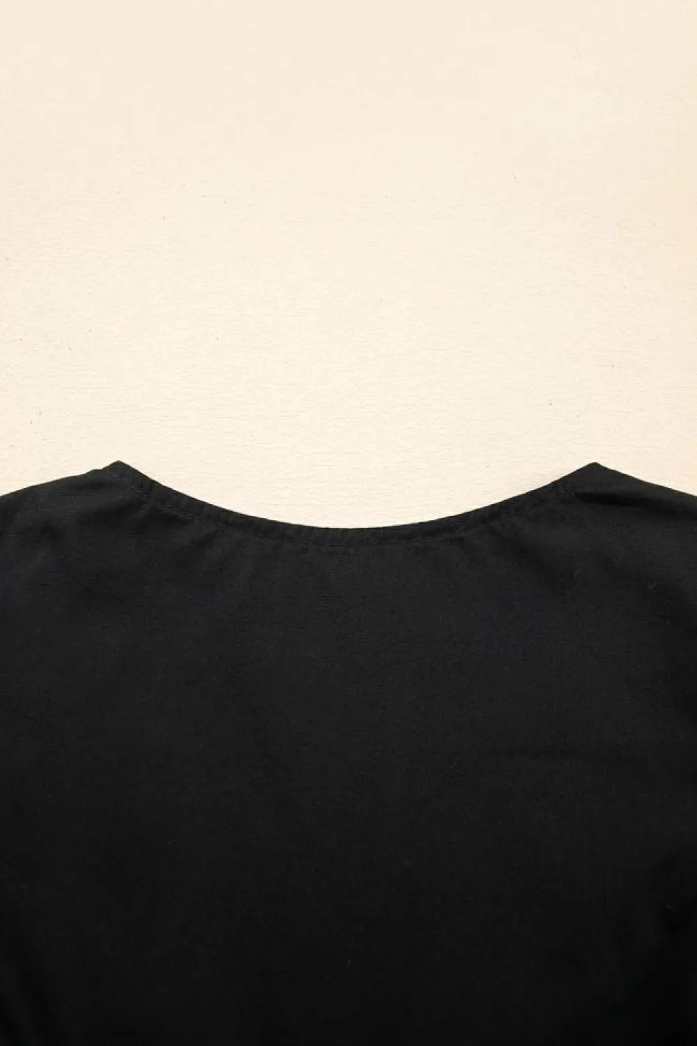 Sale Dear-Lover Contrast Ricrac Trim Ruffled V Neck Peplum Top Black