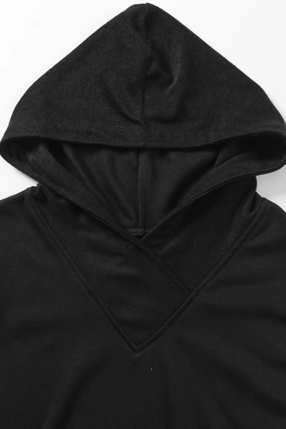 Hot Dear-Lover Contrast Sleeves Patchwork Colorblock Hoodie Black