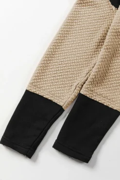 Hot Dear-Lover Contrast Sleeves Patchwork Colorblock Hoodie Black