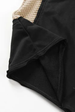 Hot Dear-Lover Contrast Sleeves Patchwork Colorblock Hoodie Black