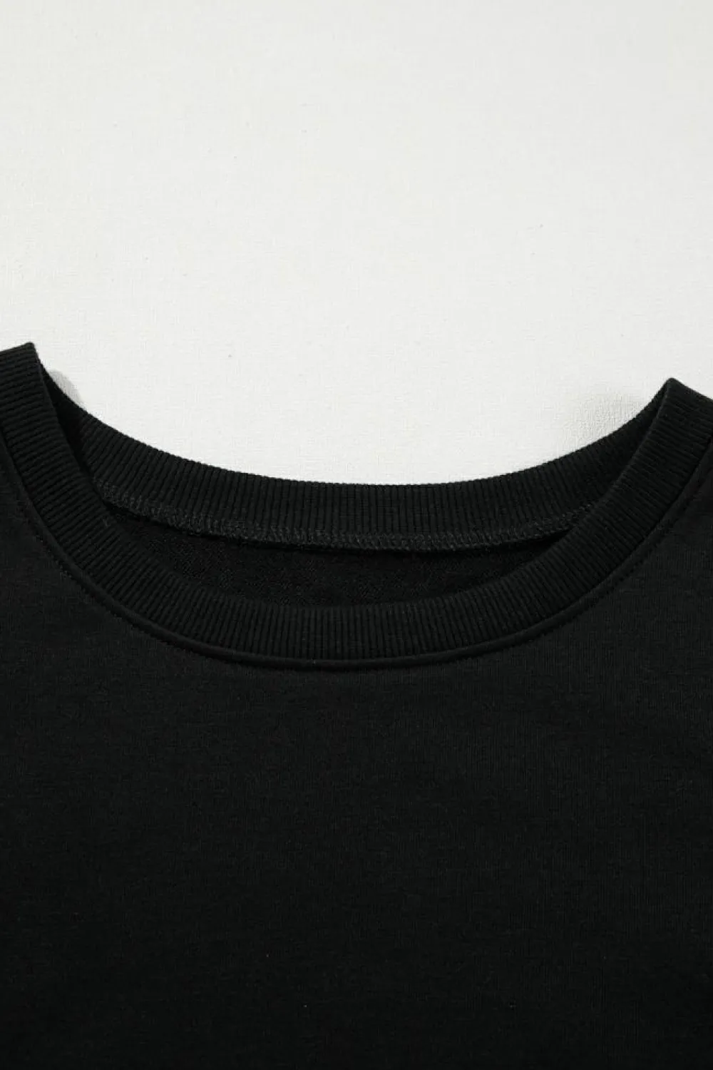 Hot Dear-Lover Contrast Stitches Detail Puffy Half Sleeve Blouse Black