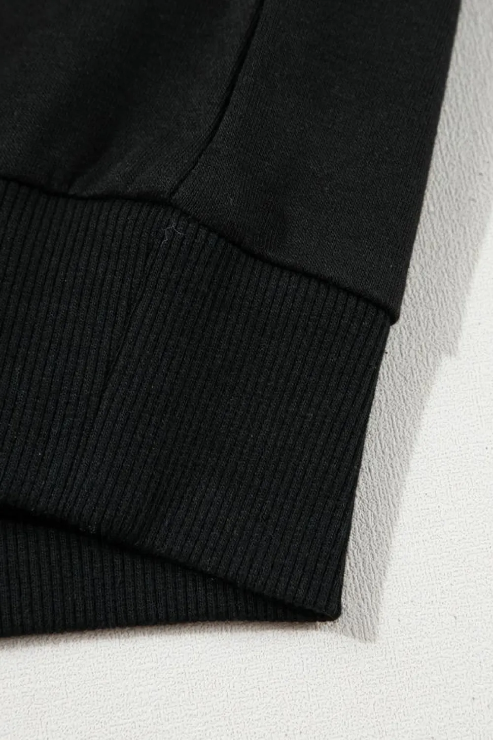 Hot Dear-Lover Contrast Stitches Detail Puffy Half Sleeve Blouse Black