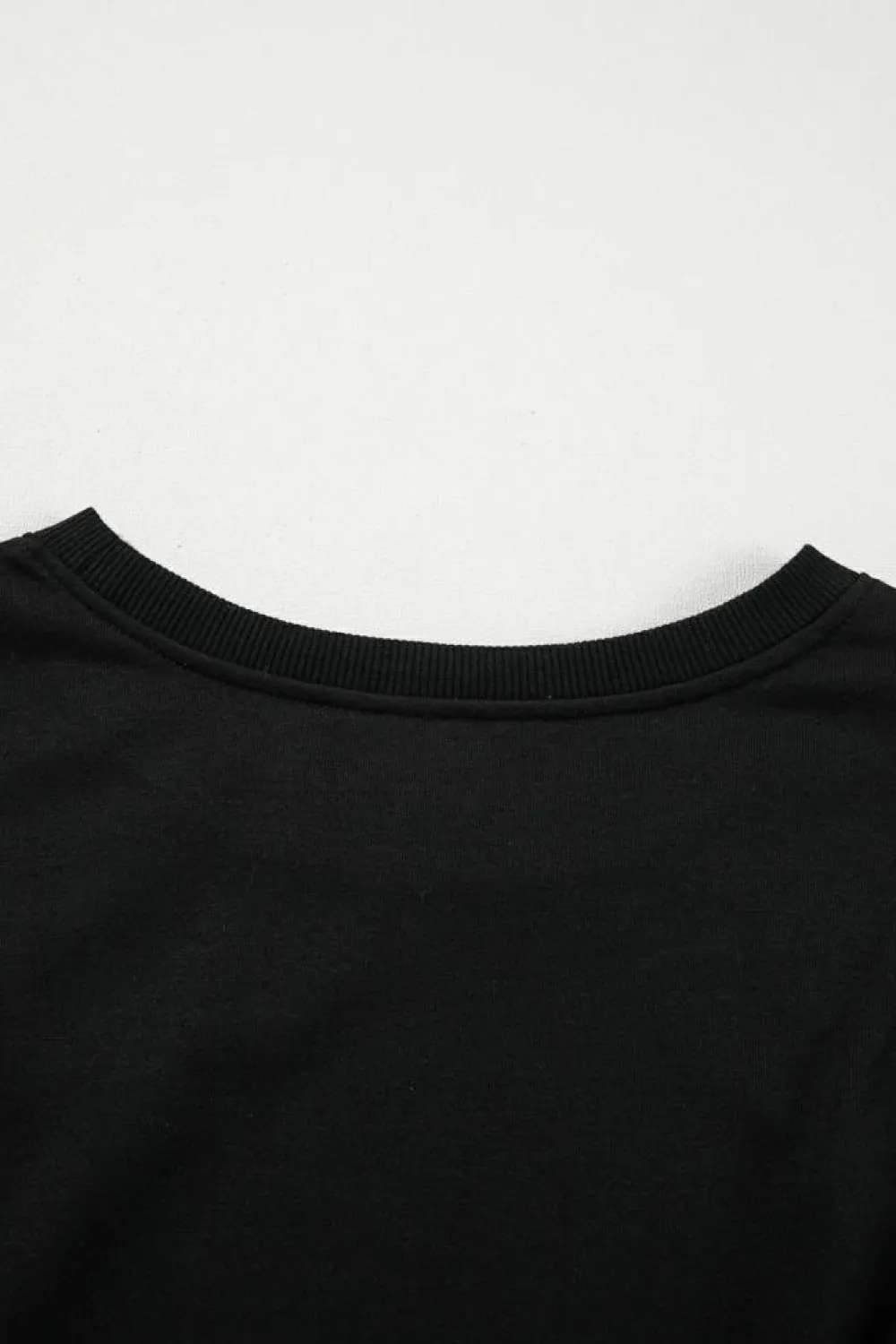 Hot Dear-Lover Contrast Stitches Detail Puffy Half Sleeve Blouse Black