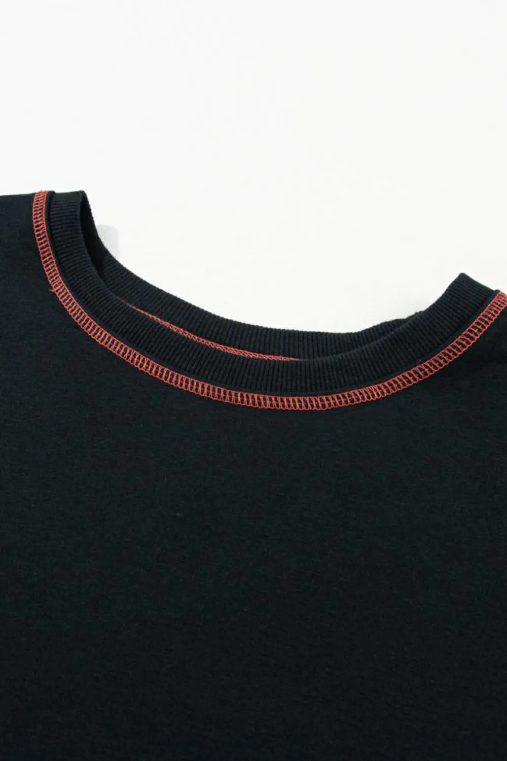Clearance Dear-Lover Contrast Stitching Split Baggy Sweatshirt Black