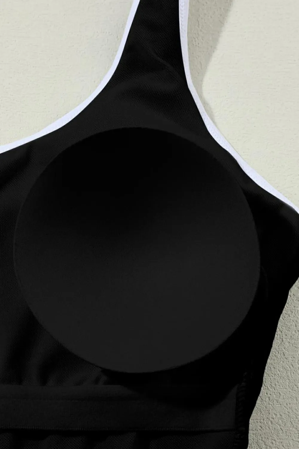 Clearance Dear-Lover Contrast Trim Colorblock U Neck One Piece Swimwear Black