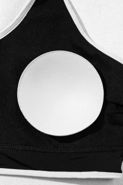 Online Dear-Lover Contrast Trimmed U Neck High Waist Bikini Black
