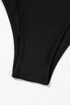 Online Dear-Lover Contrast Trimmed U Neck High Waist Bikini Black