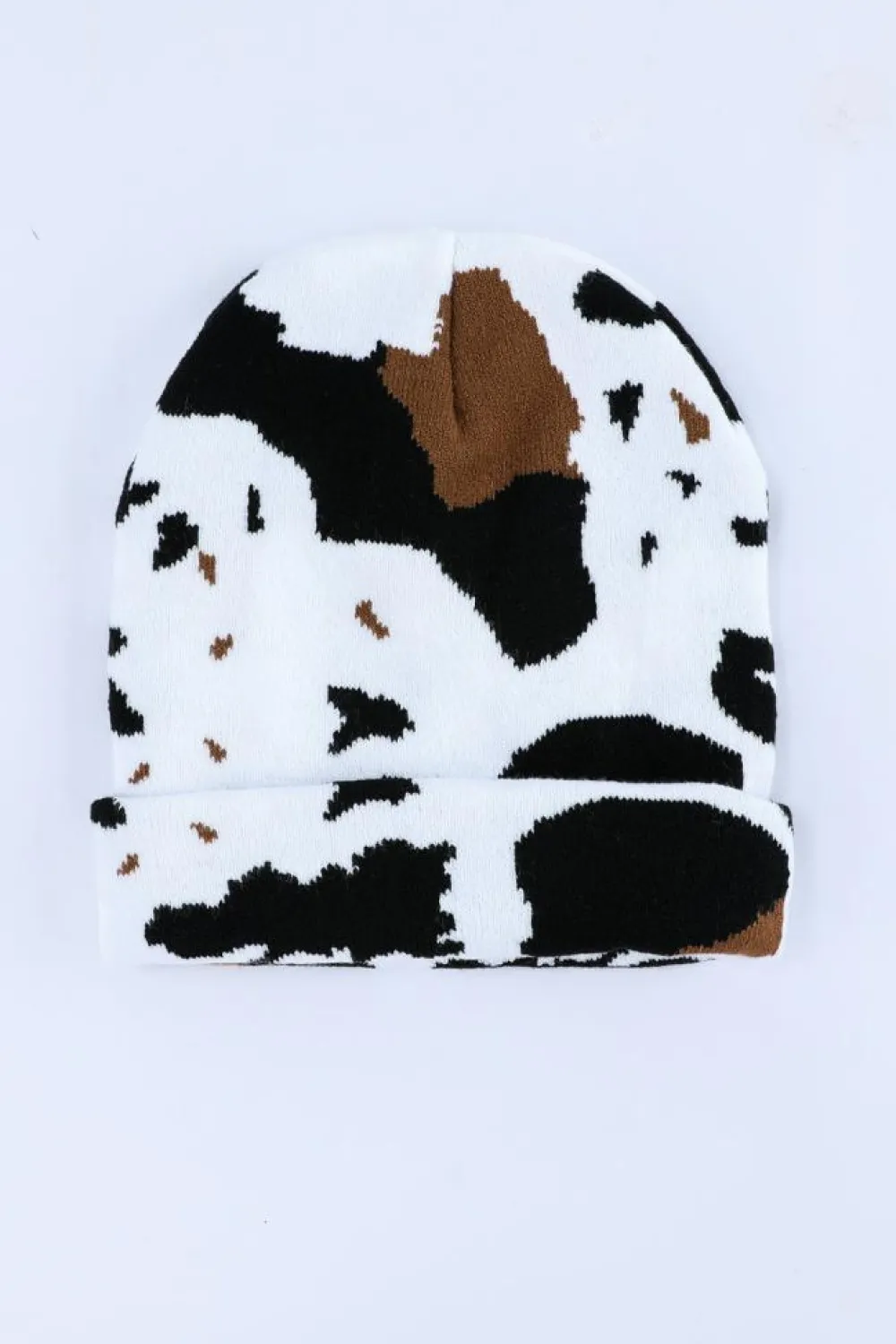 Online Dear-Lover Cow Spots Printed Warm Beanie Hat Black