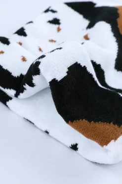 Online Dear-Lover Cow Spots Printed Warm Beanie Hat Black