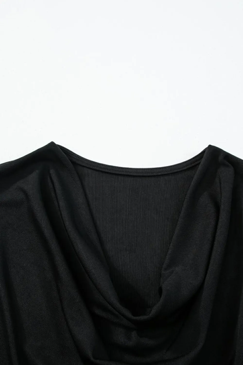 Fashion Dear-Lover Cowl Neck Bat Sleeve T Shirt Black