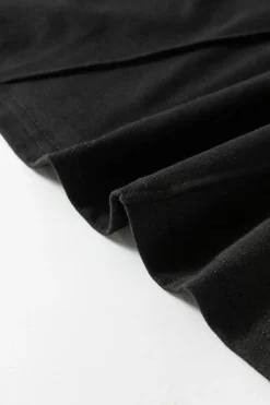 Online Dear-Lover Crew Neck Pleated Tank Top Black