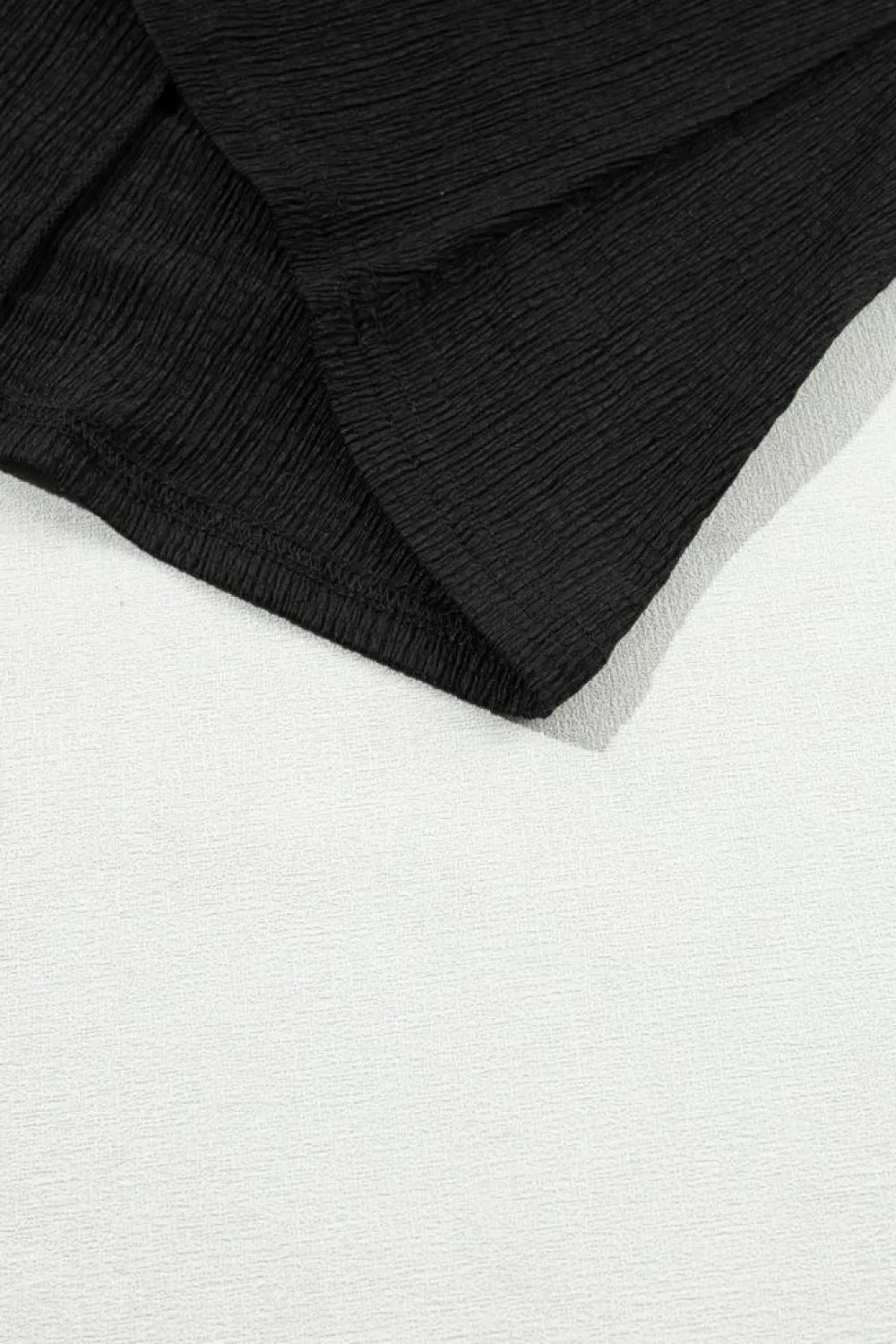 Hot Dear-Lover Crinkled V Neck Wide Sleeve T-shirt Black