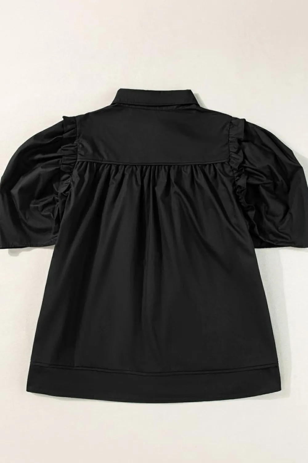 Fashion Dear-Lover Crisp Puff Sleeve Loose Shirt Black