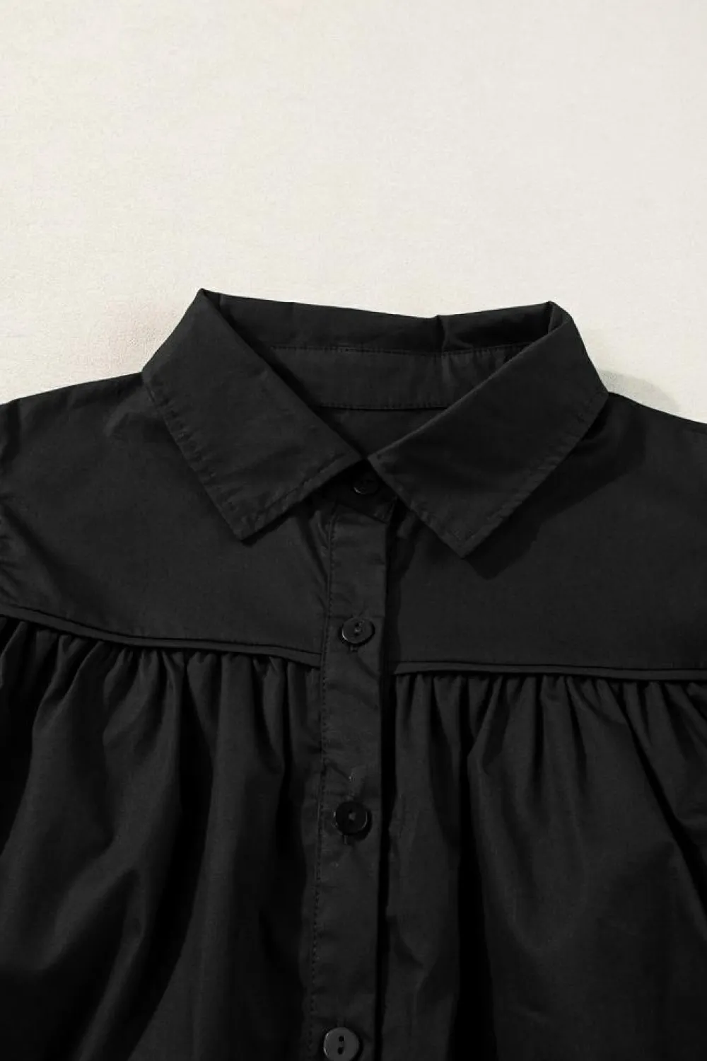 Fashion Dear-Lover Crisp Puff Sleeve Loose Shirt Black