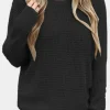 Fashion Dear-Lover Cross Back Hollow-out Sweater Black