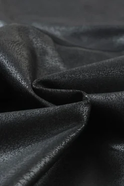 Clearance Dear-Lover Crossed Dip Waist Sleek Leather Leggings Black