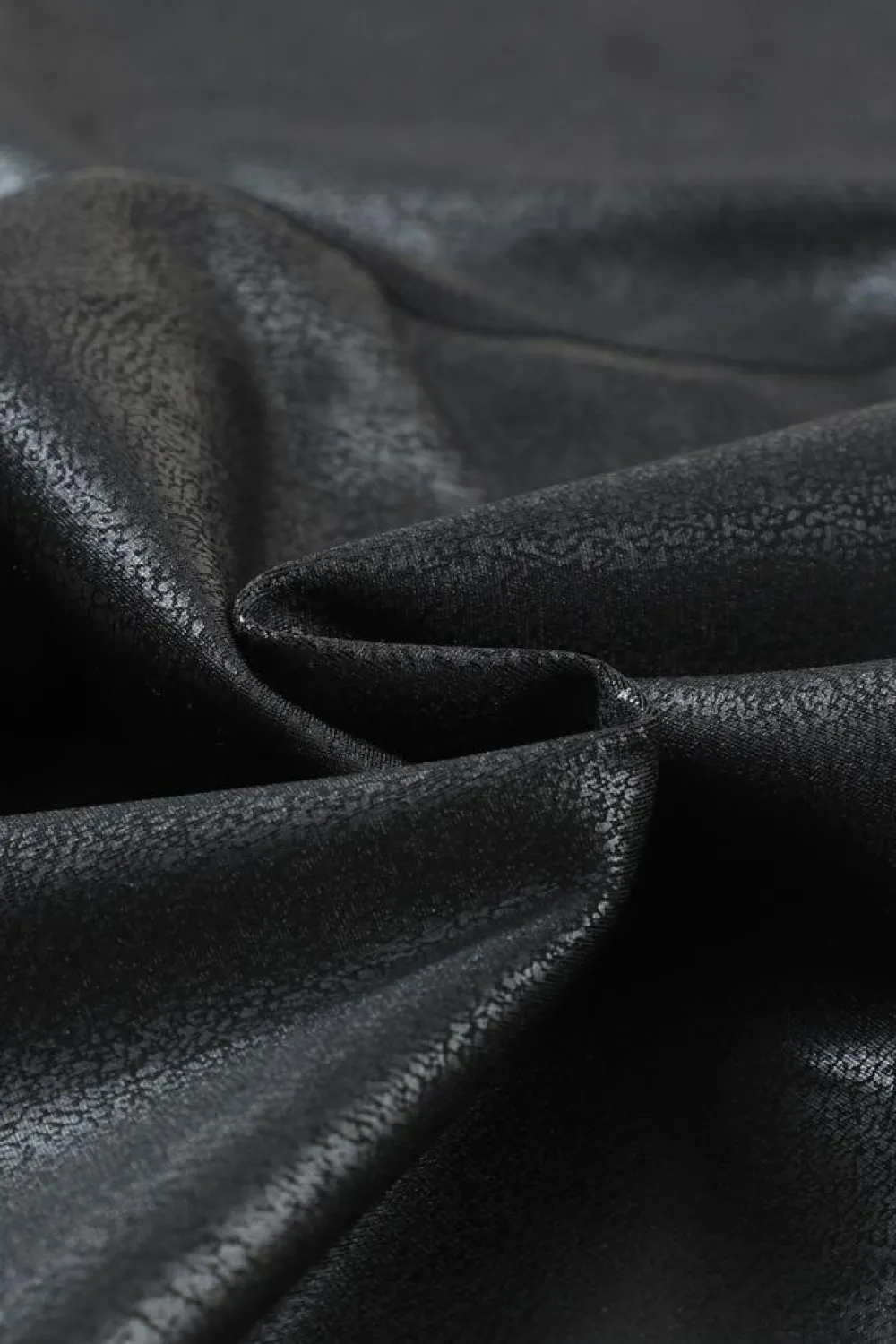 Clearance Dear-Lover Crossed Dip Waist Sleek Leather Leggings Black