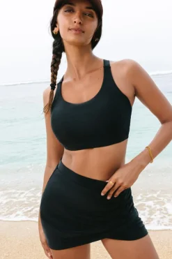 Fashion Dear-Lover Crossover Bikini Tank and Skort Swimwear Black