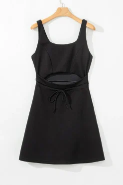 Sale Dear-Lover Cut Out Front High Waist Tank Mini Dress Black
