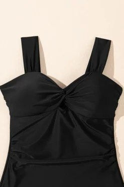 Discount Dear-Lover Cut out Twist Bowknot Backless One Piece Swimsuit Black