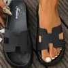 Online Dear-Lover Cutout Design Open Toe Platform Slippers (Run Small, Size Up) Black