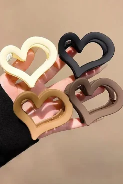 Outlet Dear-Lover Cutout Heart Shape Frosted Small Hair Clip Black