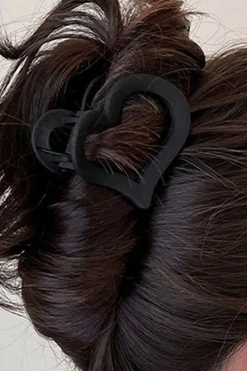 Outlet Dear-Lover Cutout Heart Shape Frosted Small Hair Clip Black