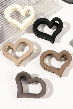 Outlet Dear-Lover Cutout Heart Shape Frosted Small Hair Clip Black