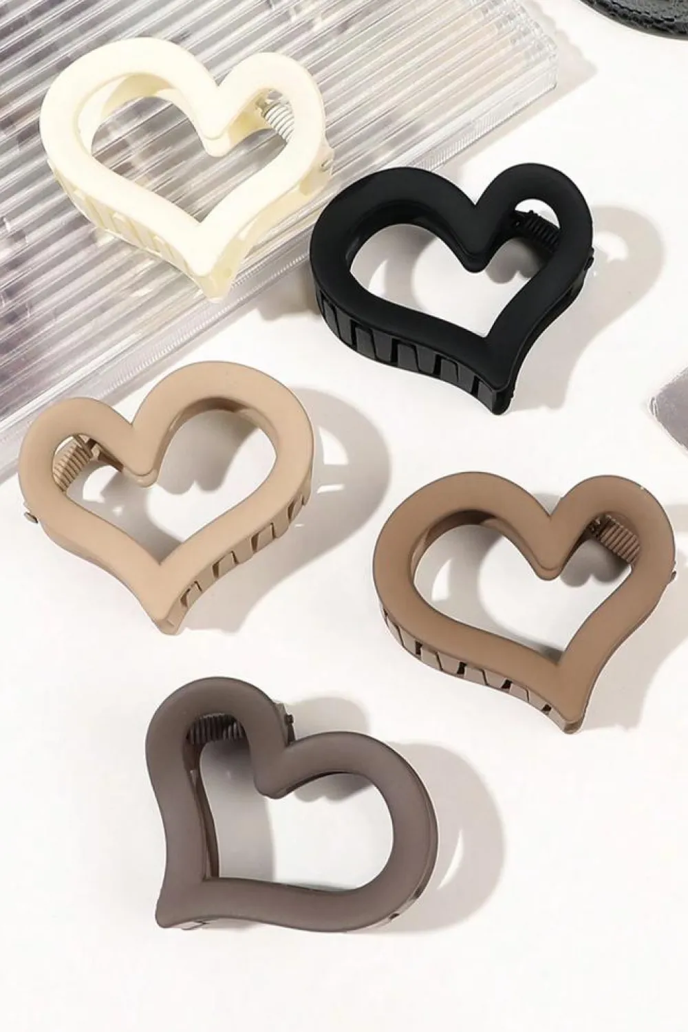 Outlet Dear-Lover Cutout Heart Shape Frosted Small Hair Clip Black